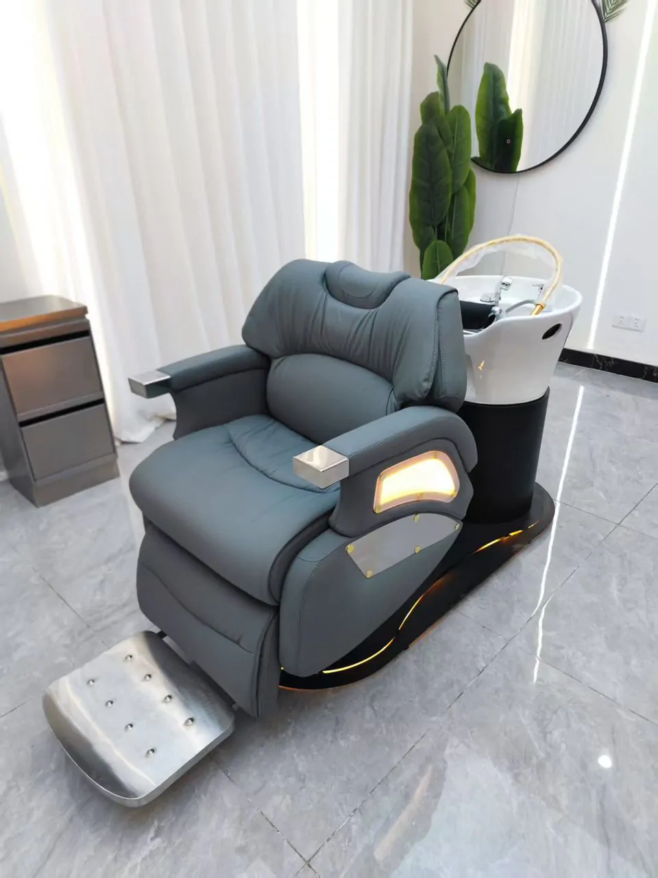 Zen Plush Japanese Head Spa / Hairdressing Basin – Plumbed - Grey - Image 3