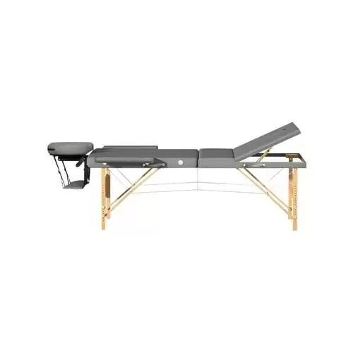 75cm Grey Massage Table with Wood Legs + Deluxe Carry Bag - Image 2