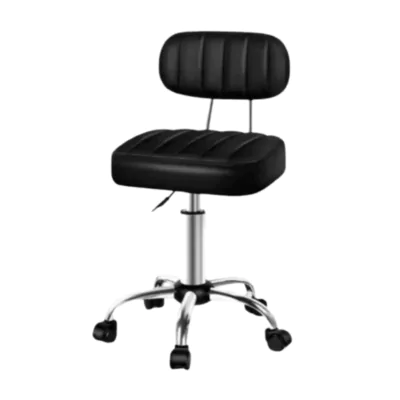 Comfort Beauty Stool with Back - Black