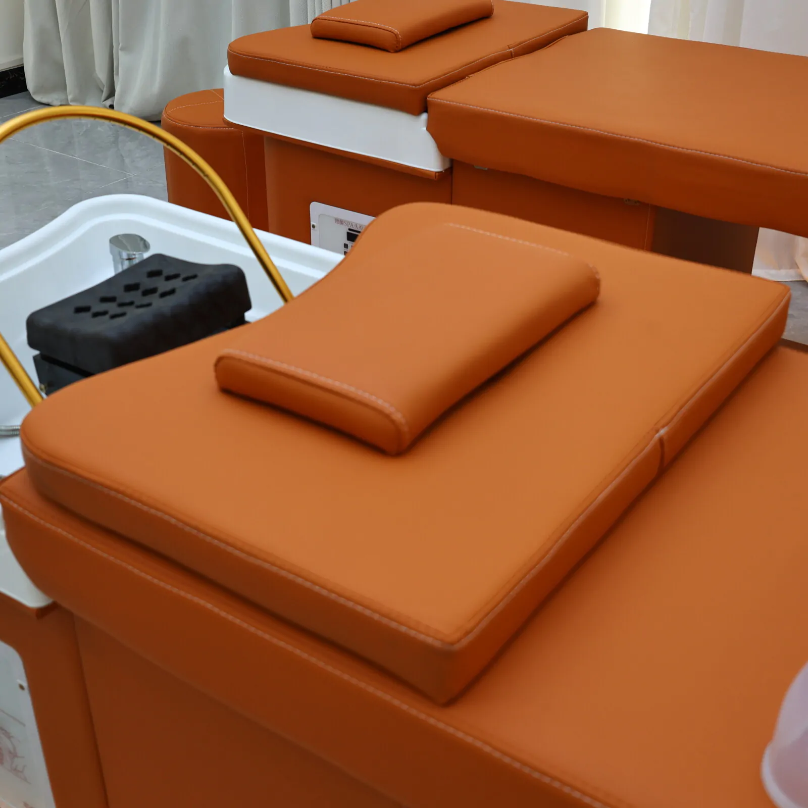 Wooden Bliss Japanese Head Spa - Plumbed - Orange - Image 5