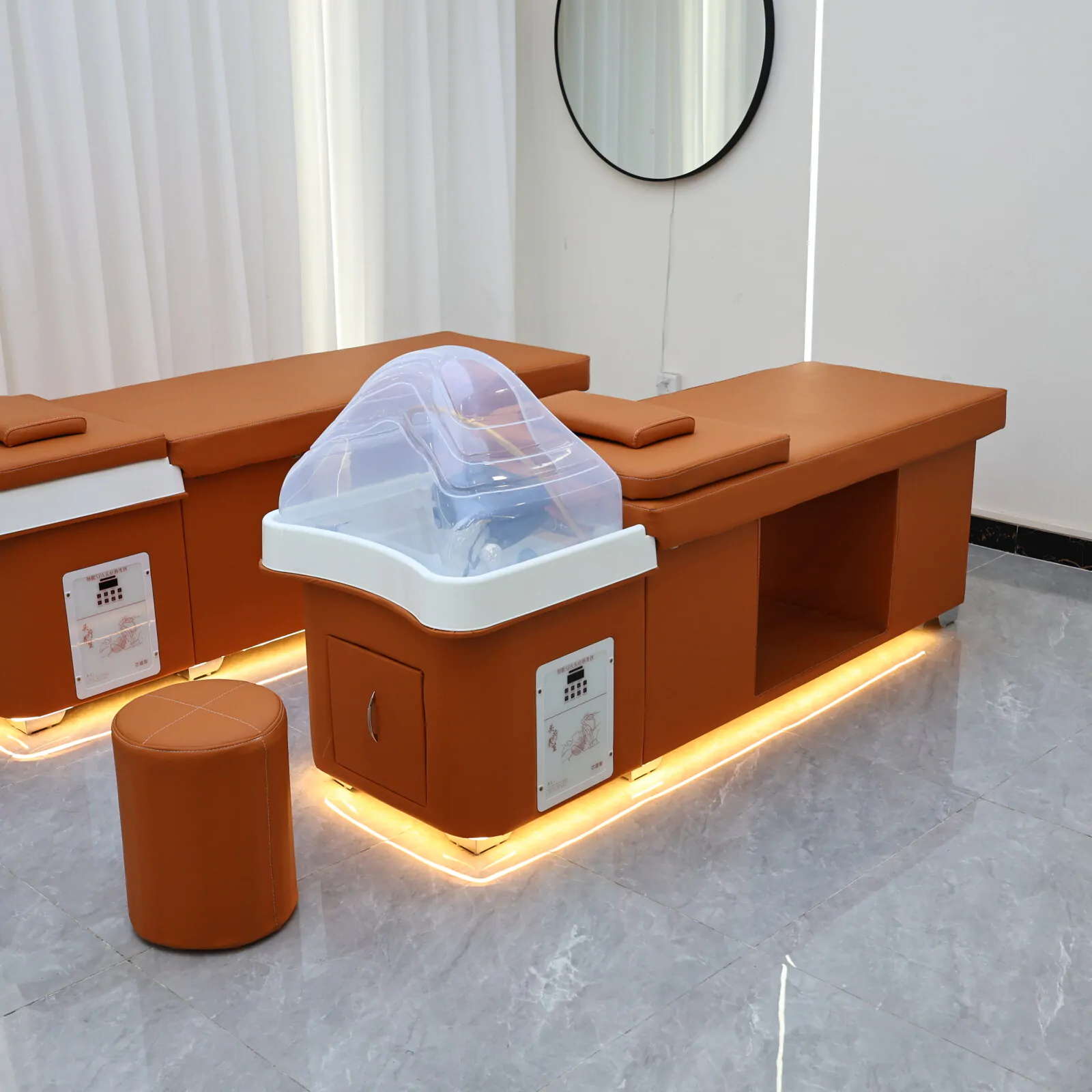 Wooden Bliss Japanese Head Spa - Plumbed - Orange - Image 8