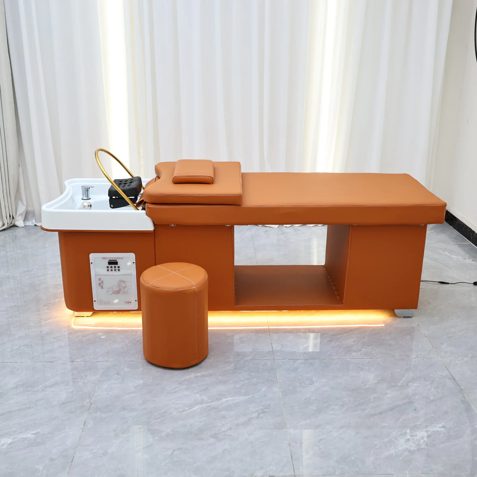 Wooden Bliss Japanese Head Spa - Plumbed - Orange - Image 10