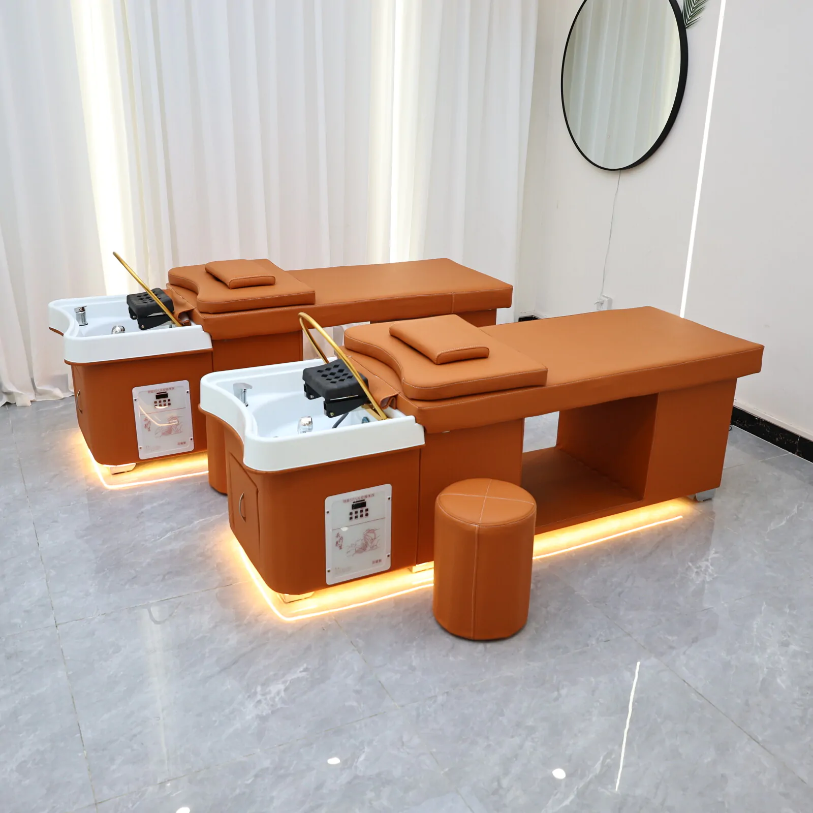 Wooden Bliss Japanese Head Spa - Plumbed - Orange - Image 7