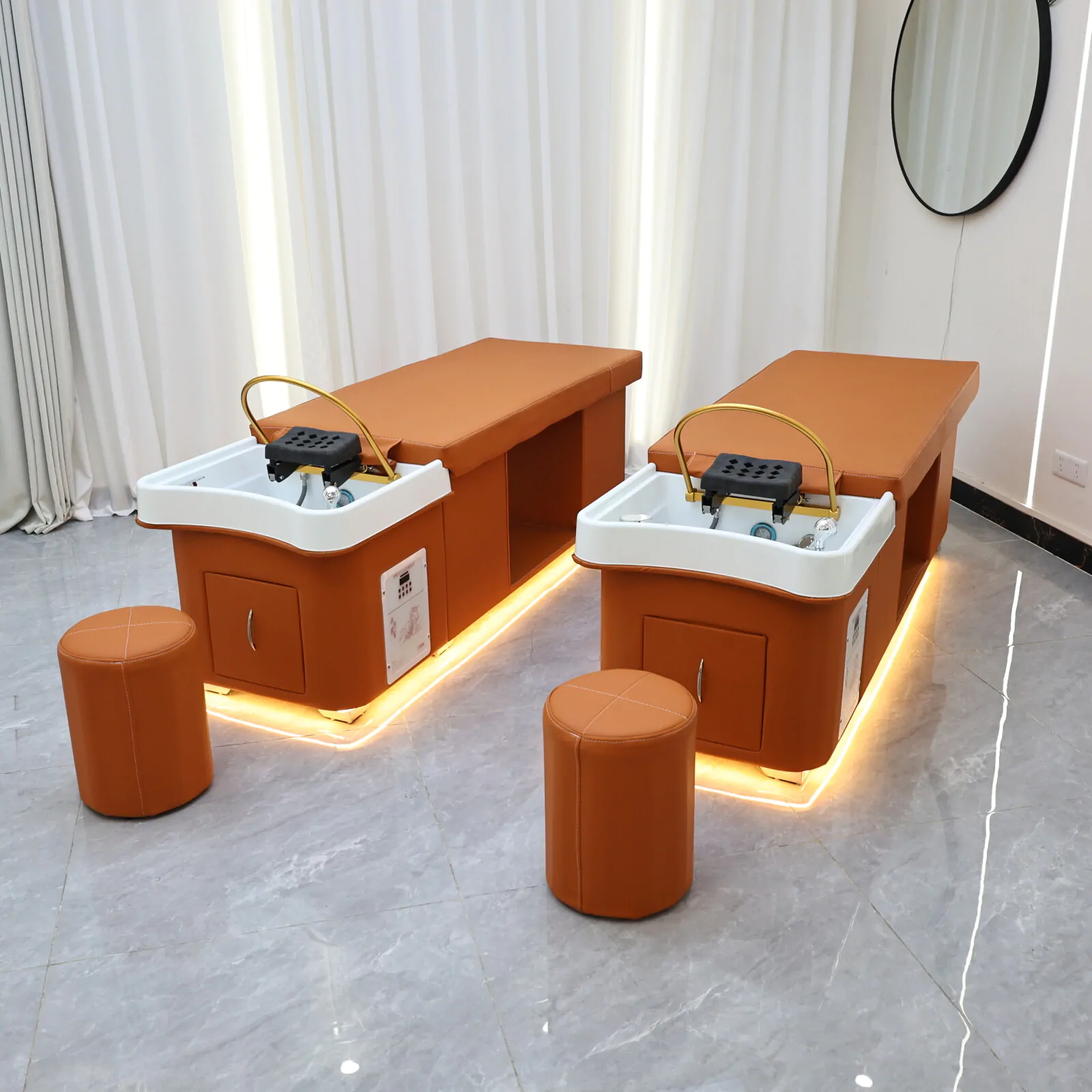 Wooden Bliss Japanese Head Spa - Plumbed - Orange - Image 4