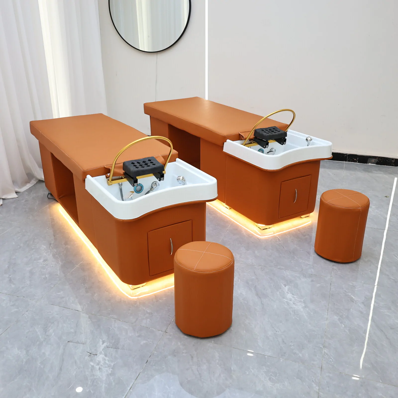 Wooden Bliss Japanese Head Spa - Plumbed - Orange - Image 3