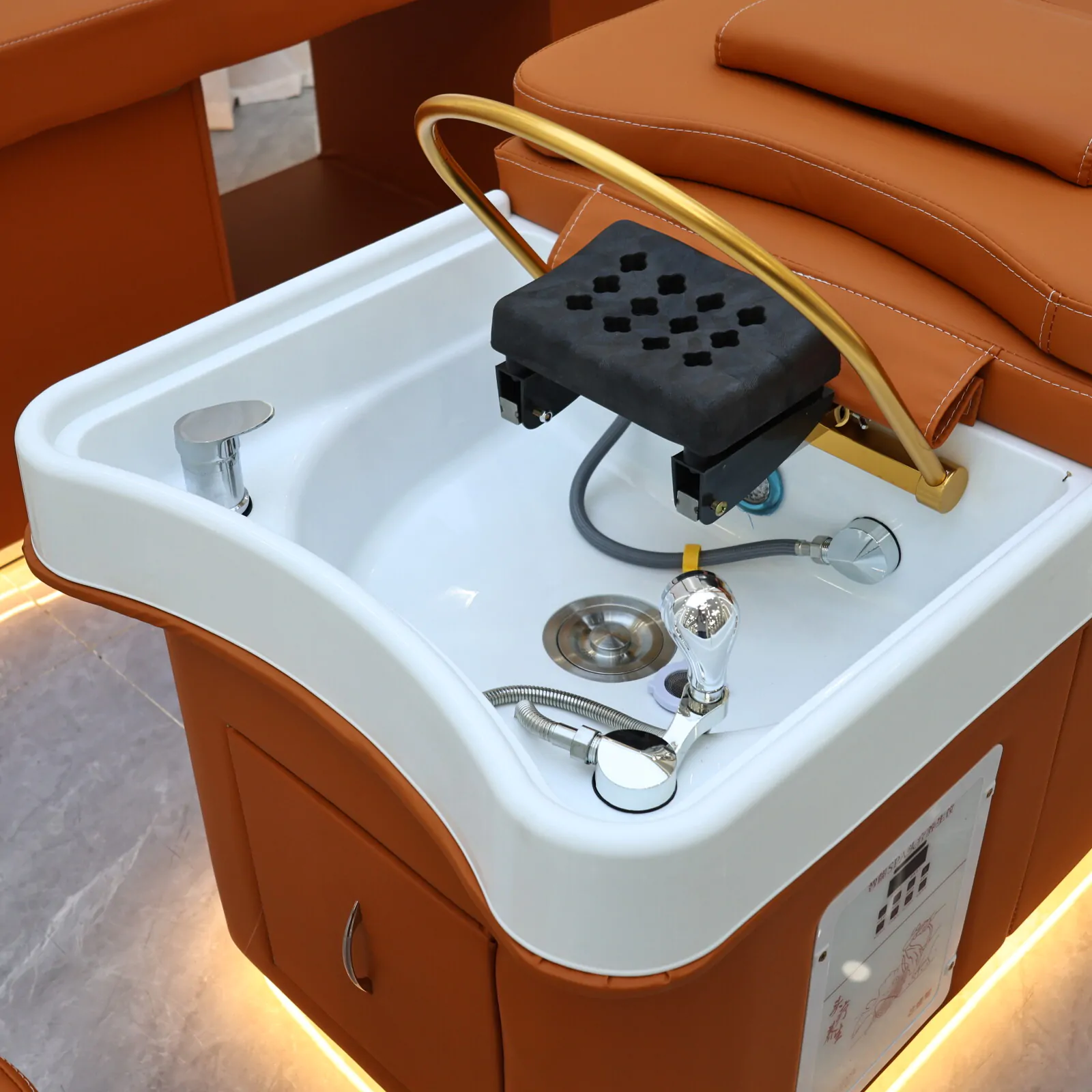 Wooden Bliss Japanese Head Spa - Plumbed - Orange - Image 6