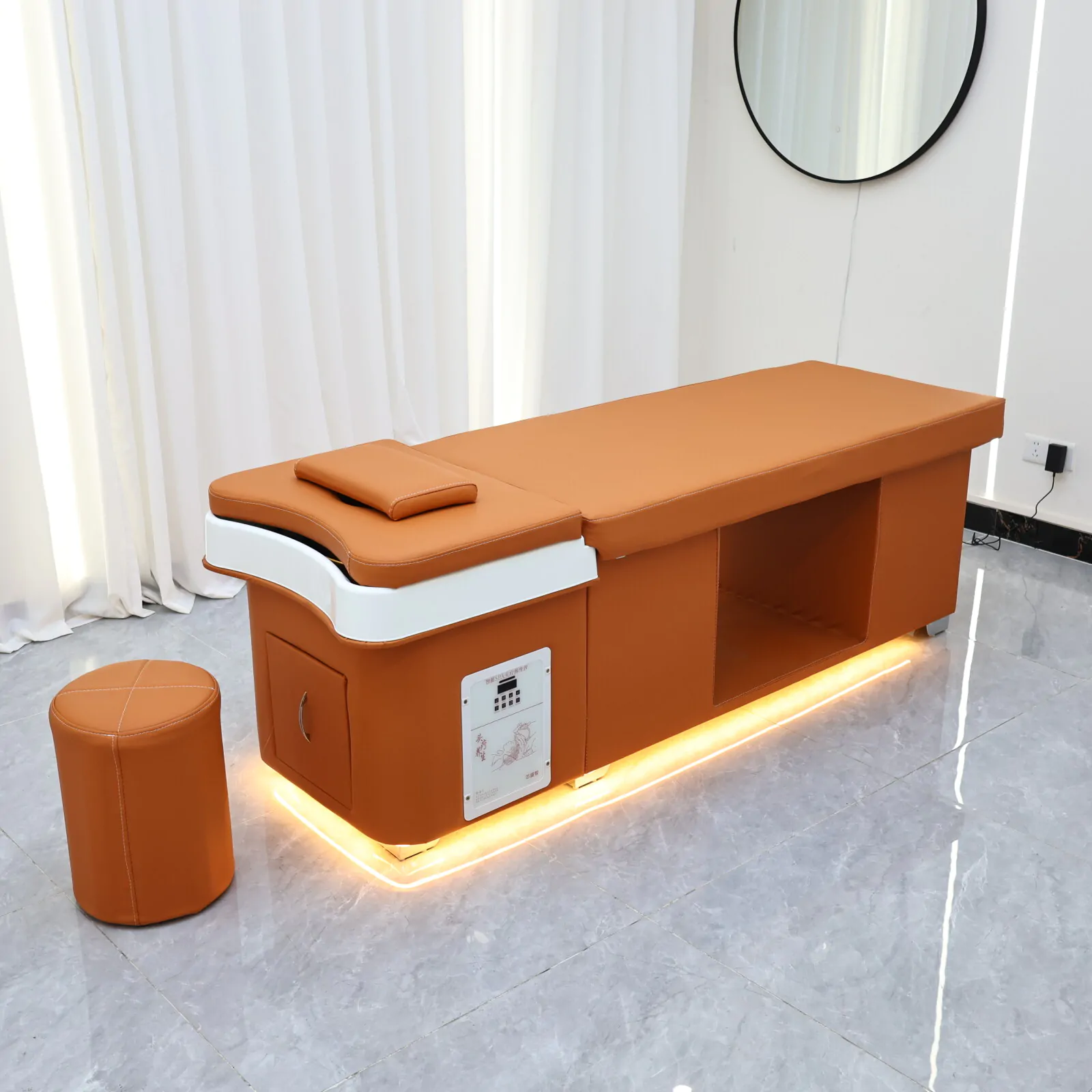 Wooden Bliss Japanese Head Spa - Plumbed - Orange - Image 18