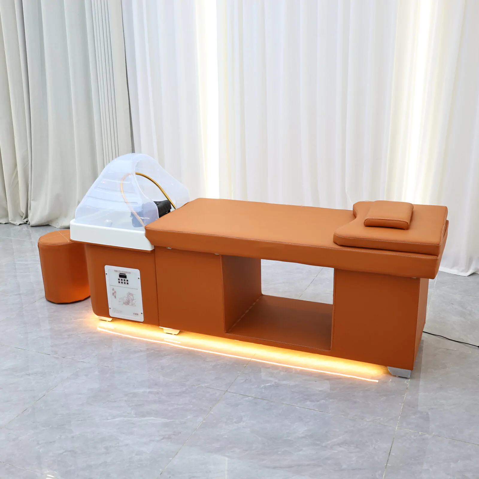Wooden Bliss Japanese Head Spa - Plumbed - Orange - Image 17