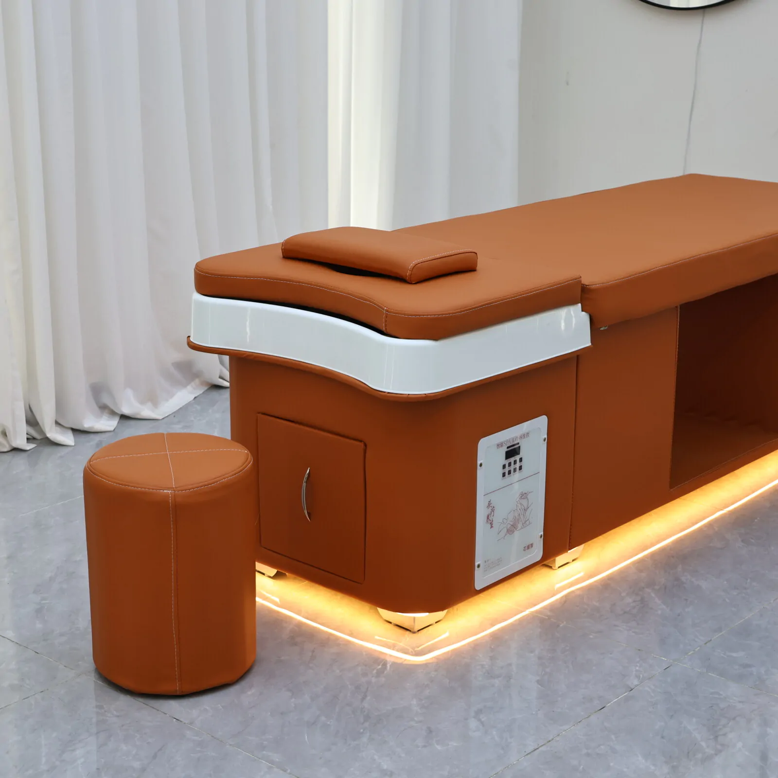 Wooden Bliss Japanese Head Spa - Plumbed - Orange - Image 16