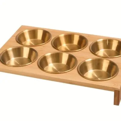 Gold Product Tray - with Bamboo Stand
