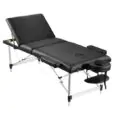 80cm Black Aluminium Massage Table with 6cm plush padding and adjustable backrest
