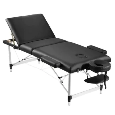 80cm Black Massage Table with Aluminum Legs + Deluxe Carry Bag
