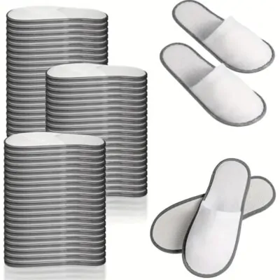 Disposable Slippers - White & Grey - 40 pairs