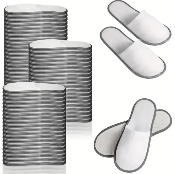 Disposable Slippers - White & Grey - 40 pairs