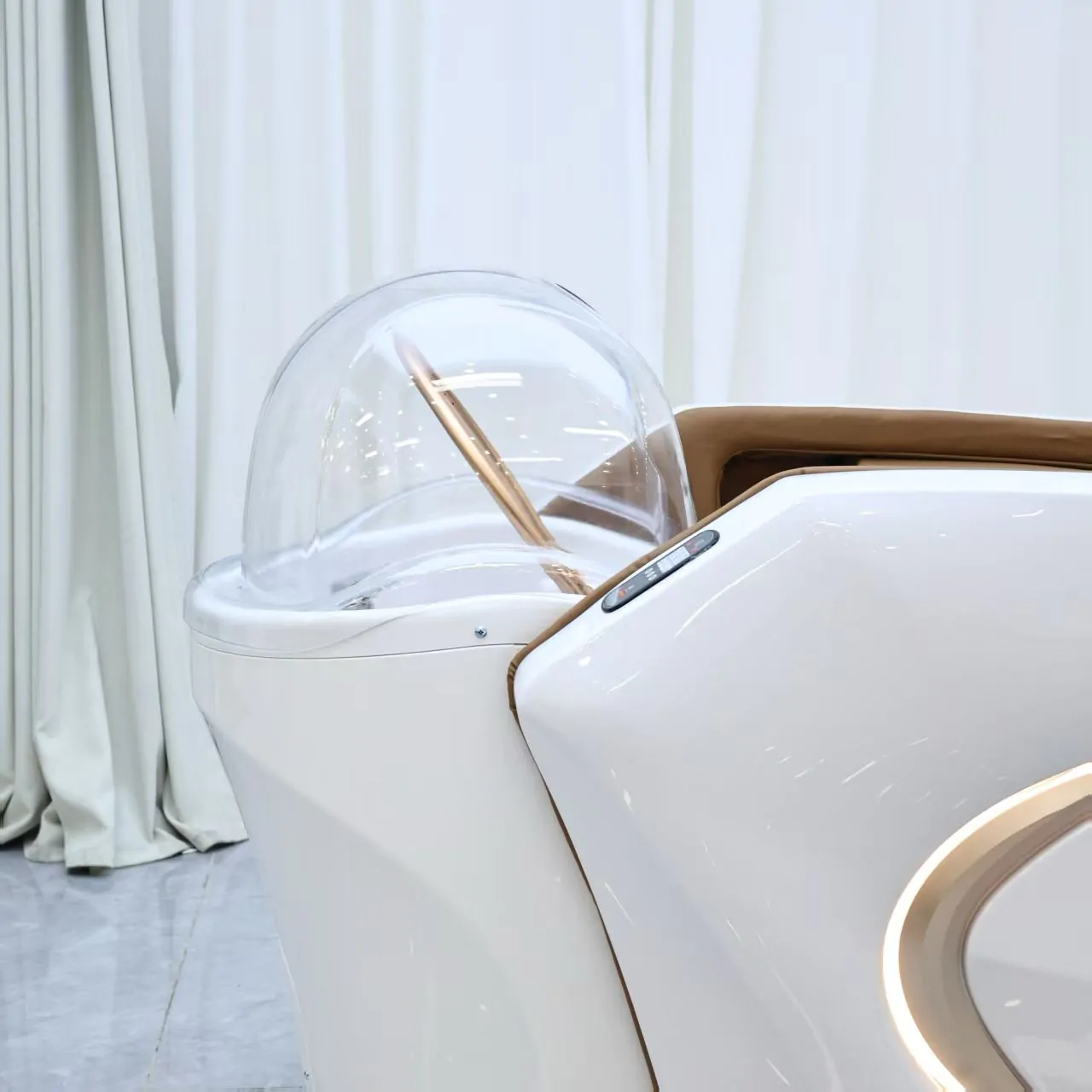 Gold Deluxe Spa Japanese Head Spa with Massage Chair  – White & Taupe - Image 9