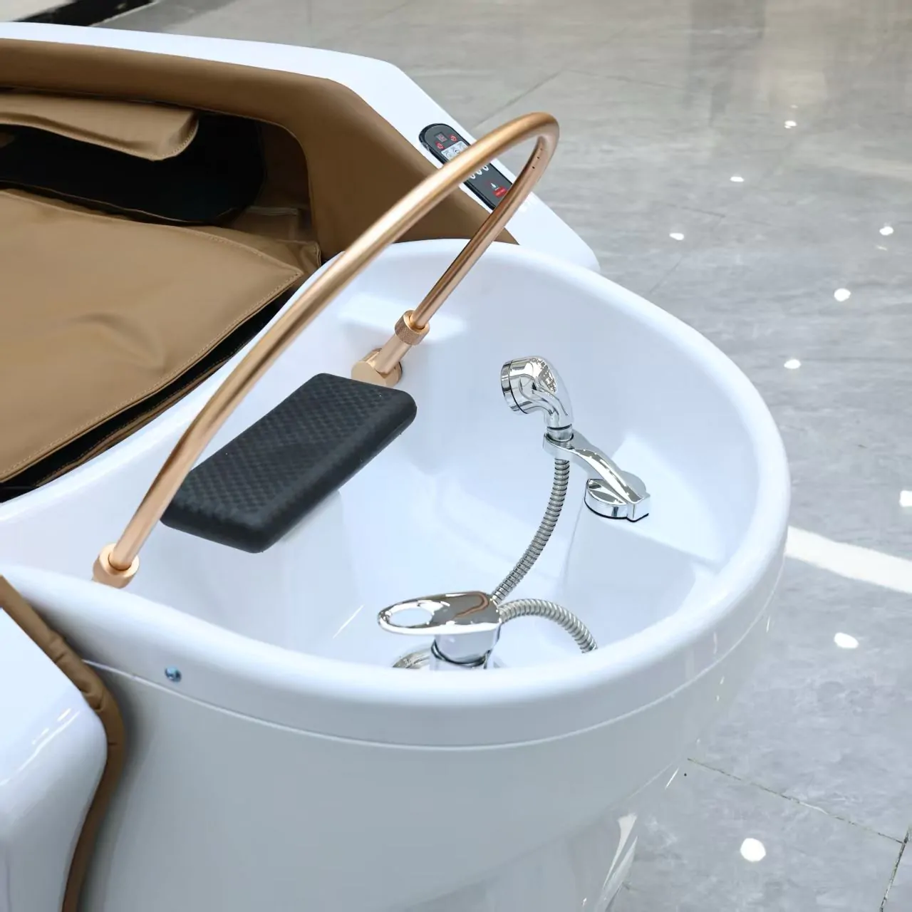 Gold Deluxe Spa Japanese Head Spa with Massage Chair  – White & Taupe - Image 10