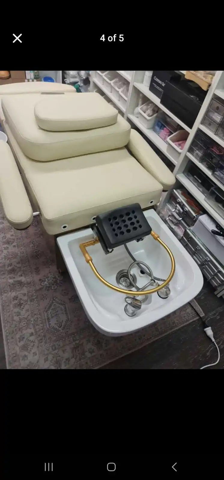 REFERBISHED: Luxury Japanese Head Spa / Pedicure Basin – Plumbed – Cream with arms 65cm wide – 1 MONTH WARRANTY - Image 2