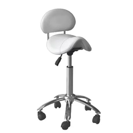 Saddle Stool with Back - White