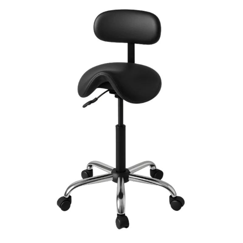 Saddle Stool with Back - Black