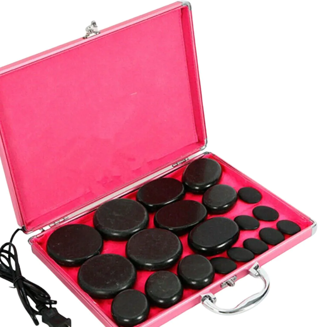 20pce Spa Energy Hot Stone Set - Limited Edition Pink Case
