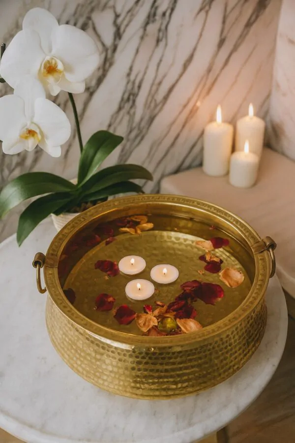 Copper Luxe Plumbed Pedicure Basin - Gold