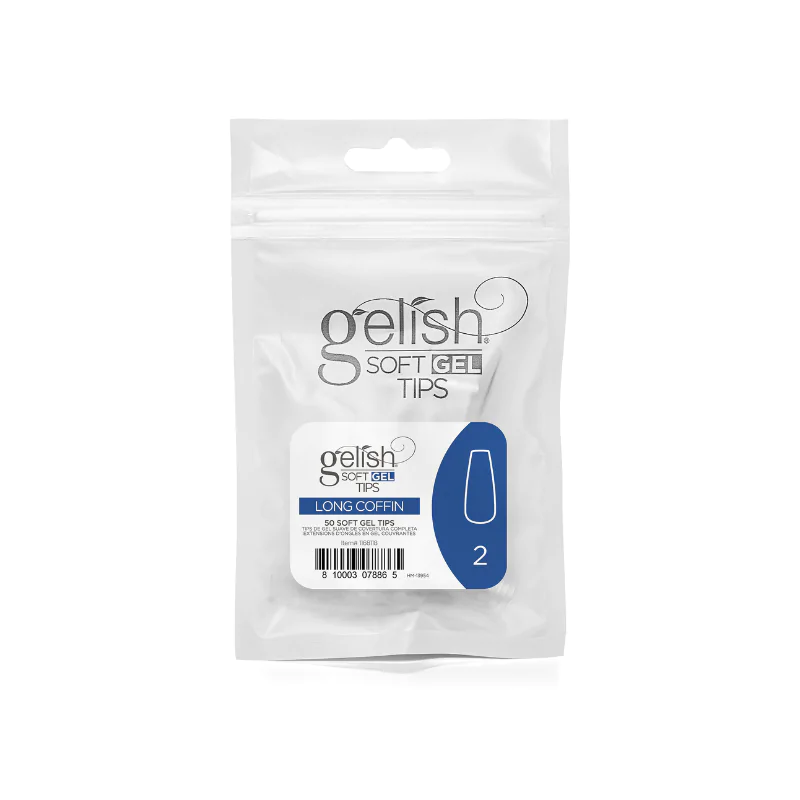 Gelish Soft Gel™ Tips Refill – Long Coffin, Size 2 (50‑Count)