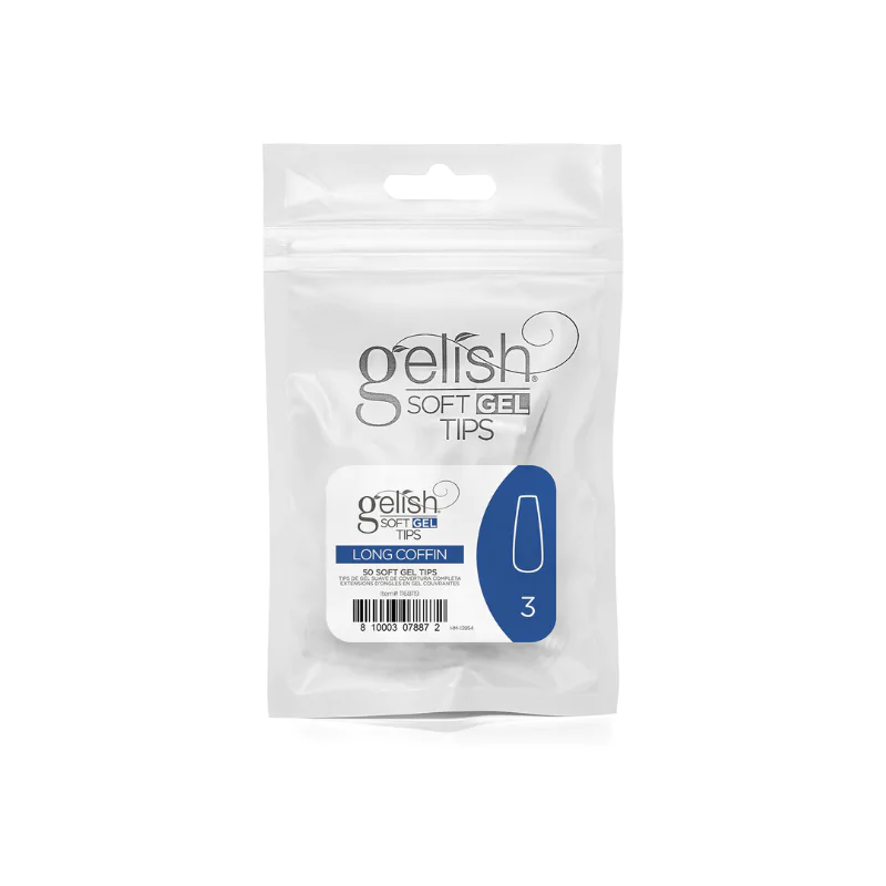 Gelish Soft Gel™ Tips Refill – Long Coffin, Size 3 (50‑Count)