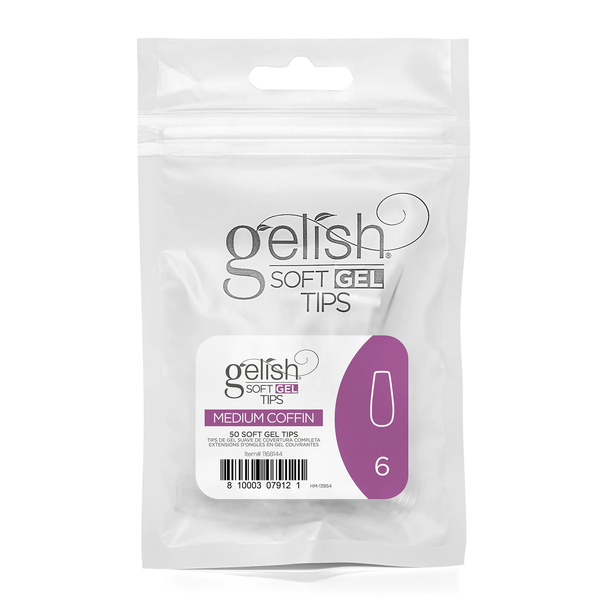 Gelish Soft Gel™ Tips Refill – Medium Coffin, Size 6 (50-Count)