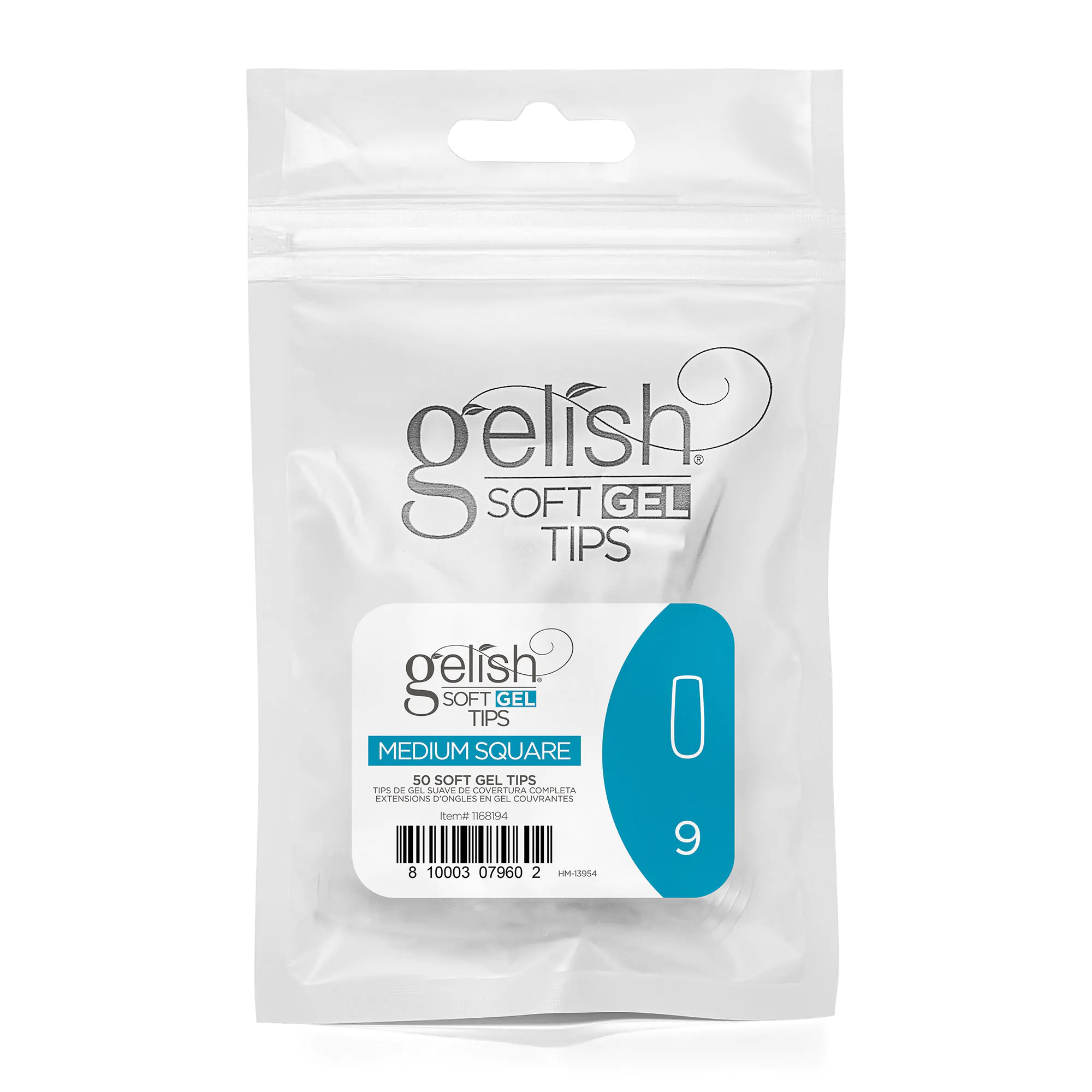 Gelish Soft Gel Tips – Medium Square (Size 9, 50-Count)