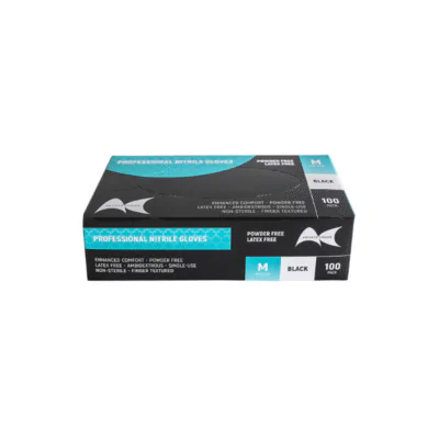 Professional Nitrile Gloves – Medium (Black)