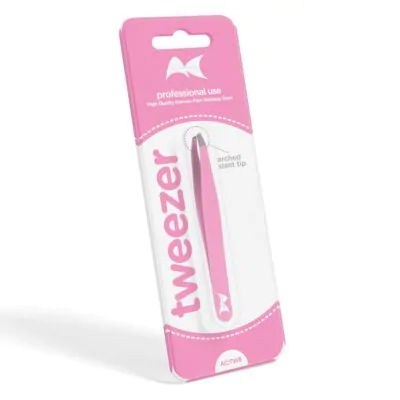 Tweezer 8 – Arched Slant Tip (Pink)