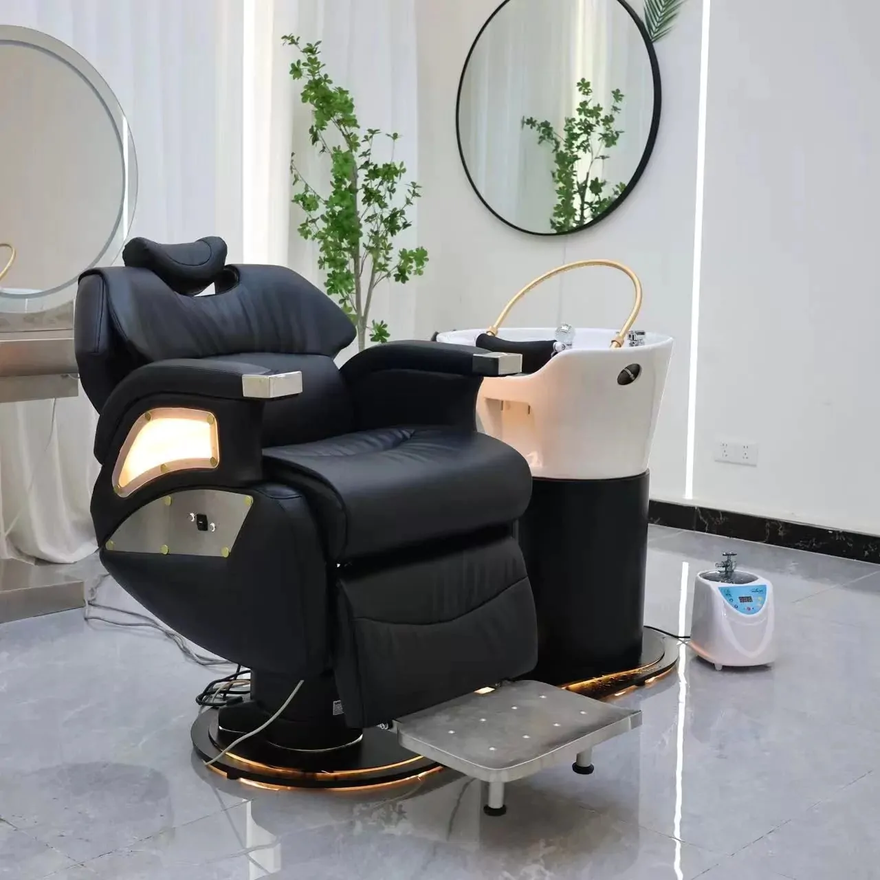 DEMO: Zen Plush Japanese Head Spa / Hairdressing Basin – Plumbed - Black