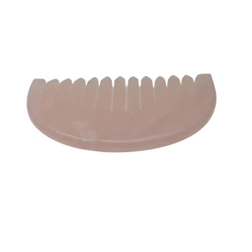 Round Rose Quartz Hair Comb - Image 2