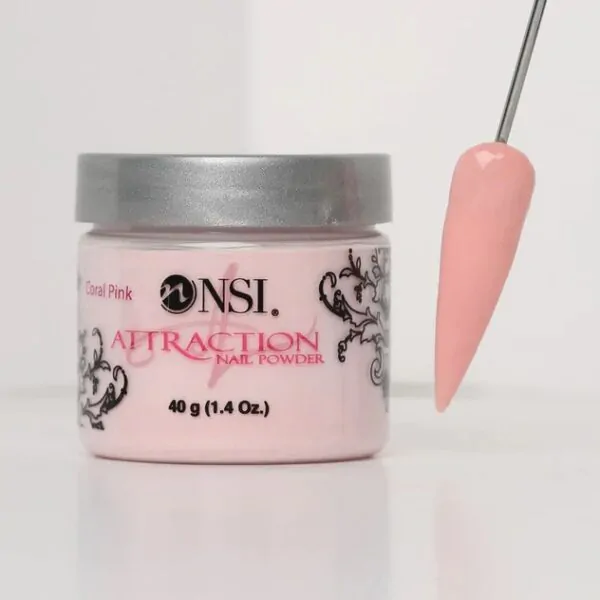 Coral Pink Nail Powder NSI Attraction 40g acrylic powder for professional nail enhancements