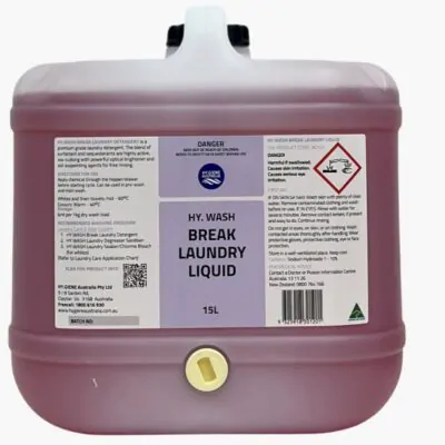 Liquid Laundry Detergent Hy.Wash OPL Break 15L for commercial laundry and fabric care