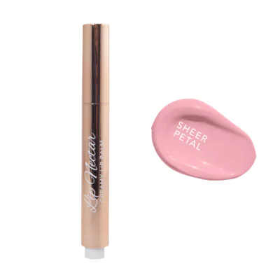 Lip Nectar Sheer Petal creamy lip balm in rose gold tube for soft hydrated lips