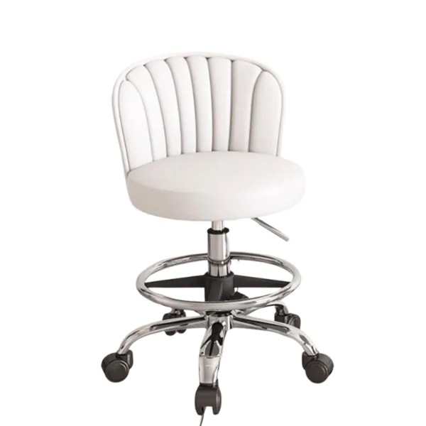 Belle Salon Stool White adjustable beauty salon stool with wheels
