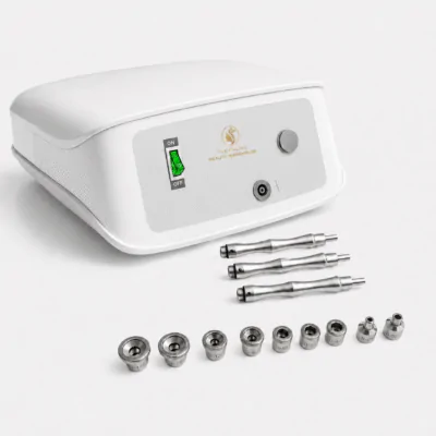 Dermaglow Microdermabrasion System with three handpieces and nine treatment tips