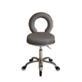 Luna Salon Stool Charcoal with backrest and chrome foot ring