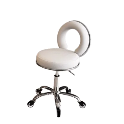 Luna Salon Stool with Backrest White adjustable salon stool