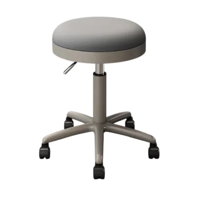 Matte Chrome Beauty Stool Grey adjustable salon stool with wheels