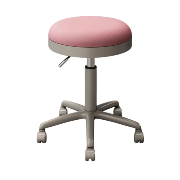 Matte Chrome Beauty Stool Pink adjustable salon stool with wheels