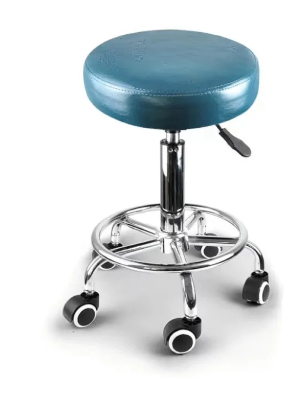 Salon Stool Blue adjustable round beauty stool with wheels