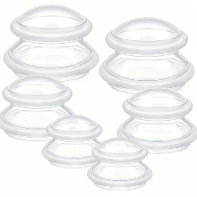 Silicone cupping set with six flexible massage cups