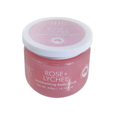 Rose lychee body scrub 430g SHE Australia