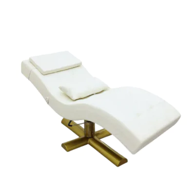 Luxury lash and brow beauty bed in white with gold base